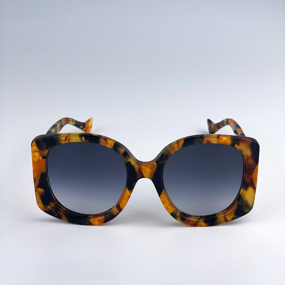 Gucci GG1257S 004 Sunglasses Havana Gradient Blue Butterfly Oversized Women